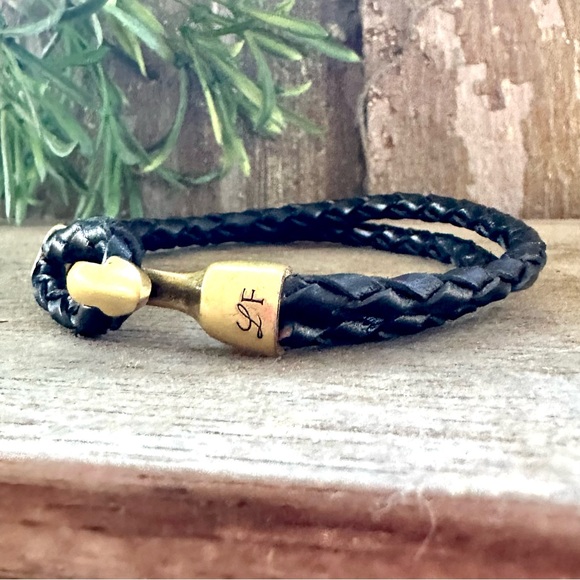 Lulu Frost Black Leather Harpoon Hook Bracelet Unisex - Picture 3 of 10